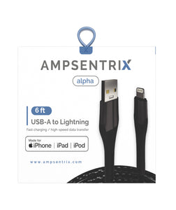 AmpSentrix MFI Lightning to USB Type A Cable 6ft