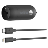 Belkin - Boost Charge USB C Car Charger 20W and USB C to Apple Lightning Cable 4ft - Black
